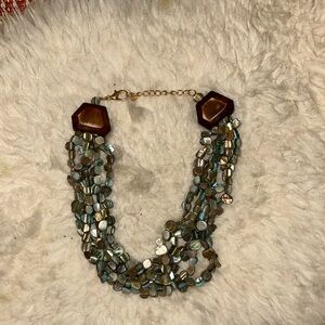 Multi-Strand Abalone Bead Necklace in Brown and Green